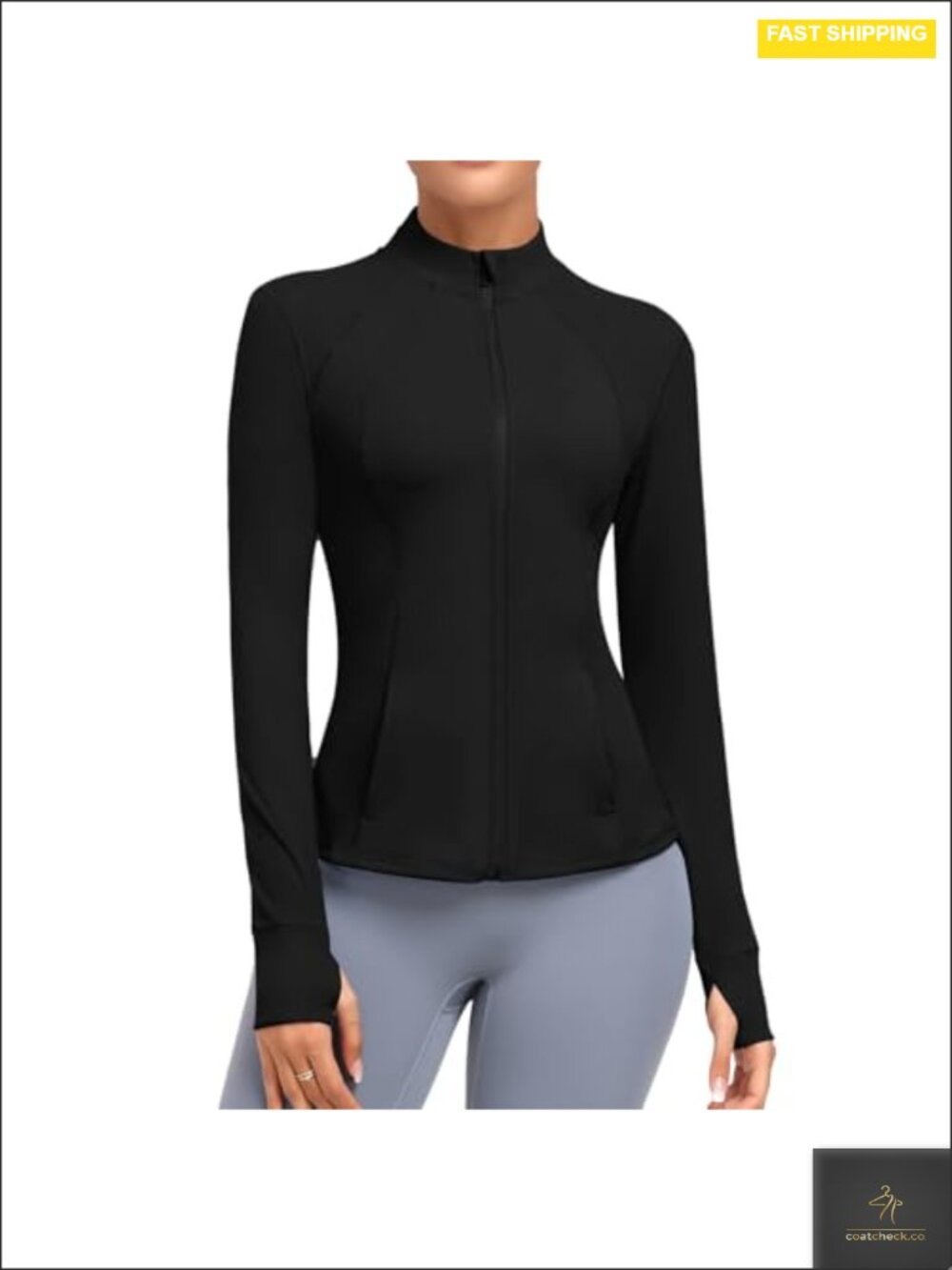 Women's Full Zip Athletic Running Track Jacket Slim Fit with Thumbholes Active